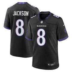 Lamar Jackson #8 Baltimore Ravens 2026 Game NFL Jersey Alternate Black Taass sale