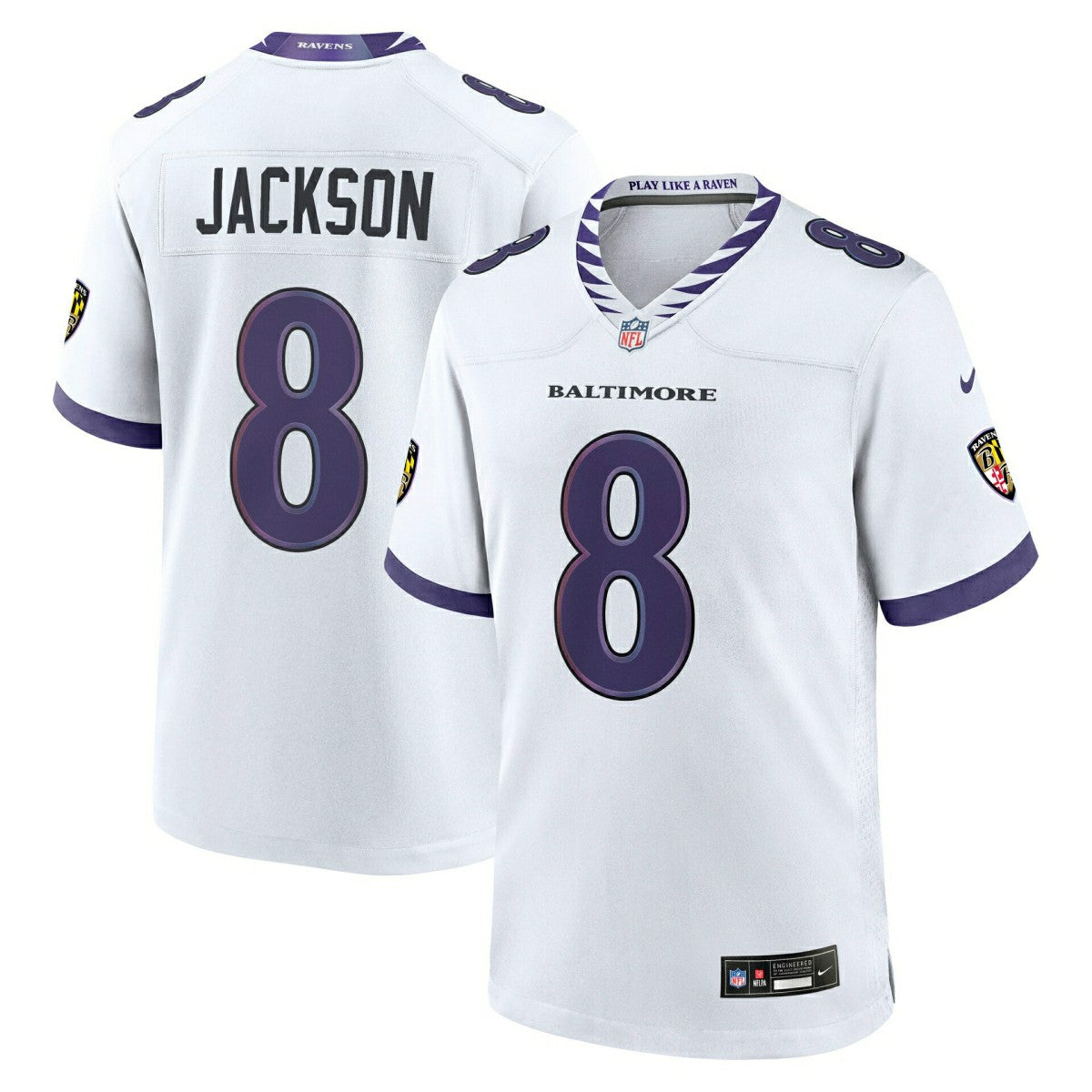 Lamar Jackson #8 Baltimore Ravens 2026 Game NFL Jersey White Taass US