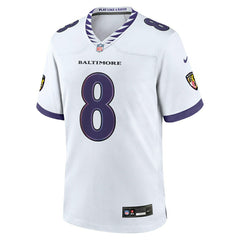 Lamar Jackson #8 Baltimore Ravens 2026 Game NFL Jersey White Taass US