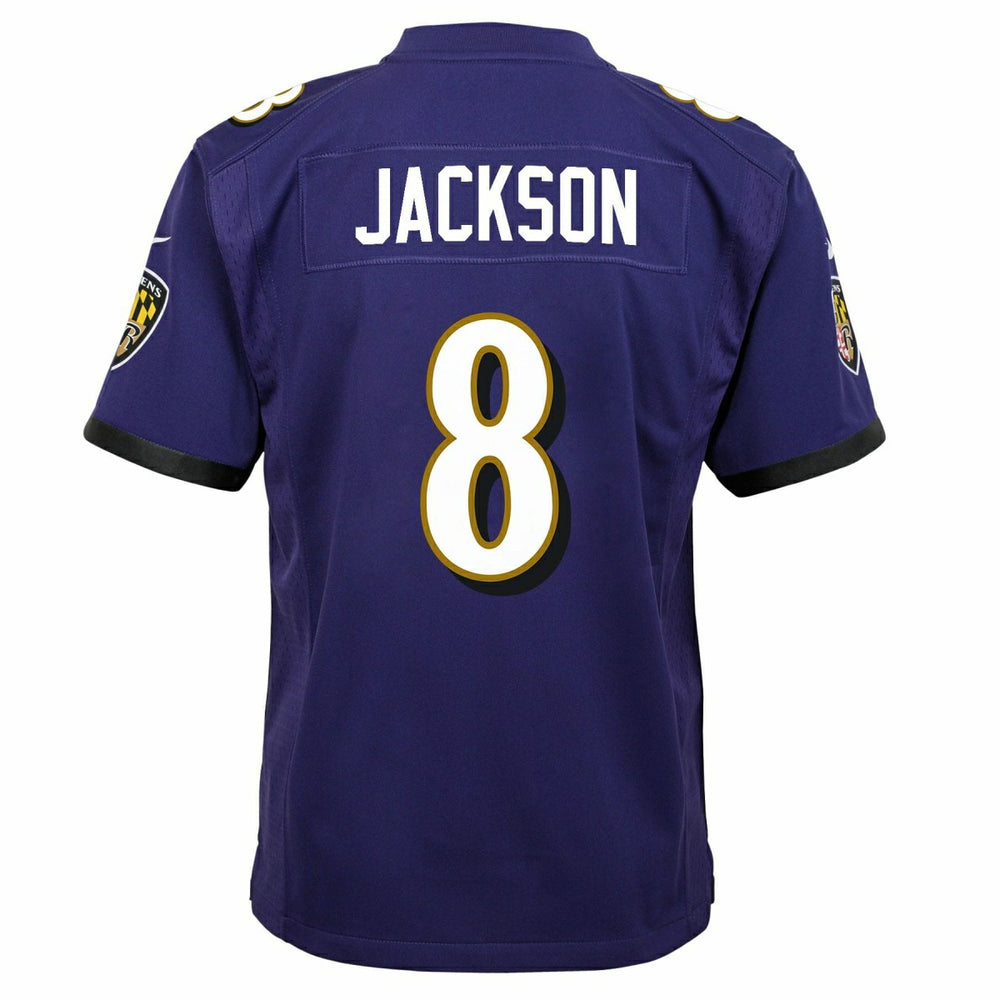 Lamar Jackson #8 Baltimore Ravens Game Youth NFL Jersey Purple (YOUTH) Taass sale
