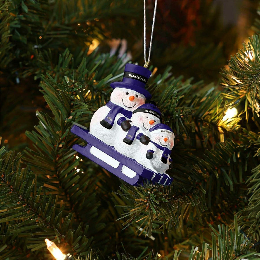 Baltimore Ravens NFL Sledding Snowmen Christmas Ornament Classic
