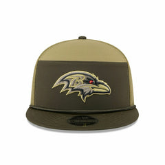 Baltimore Ravens 2025 NFL Salute to Service 9FIFTY Split Panel Trucker Snapback Cap Olive Taass sale