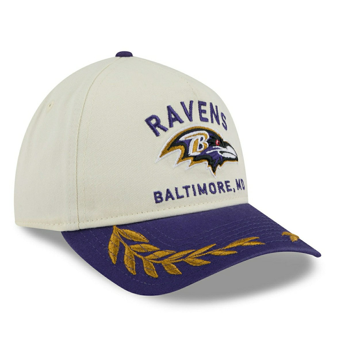 Baltimore Ravens 2025 NFL Draft 9TWENTY A-Frame Adjustable Cap Cream Fashion