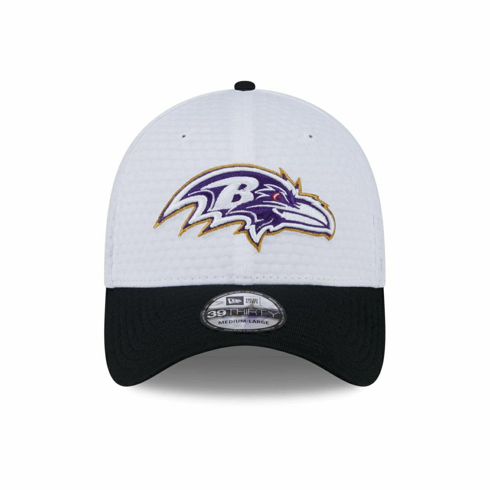 Baltimore Ravens 2024 NFL Training Camp New Era 39THIRTY Flex Cap White Taass sale