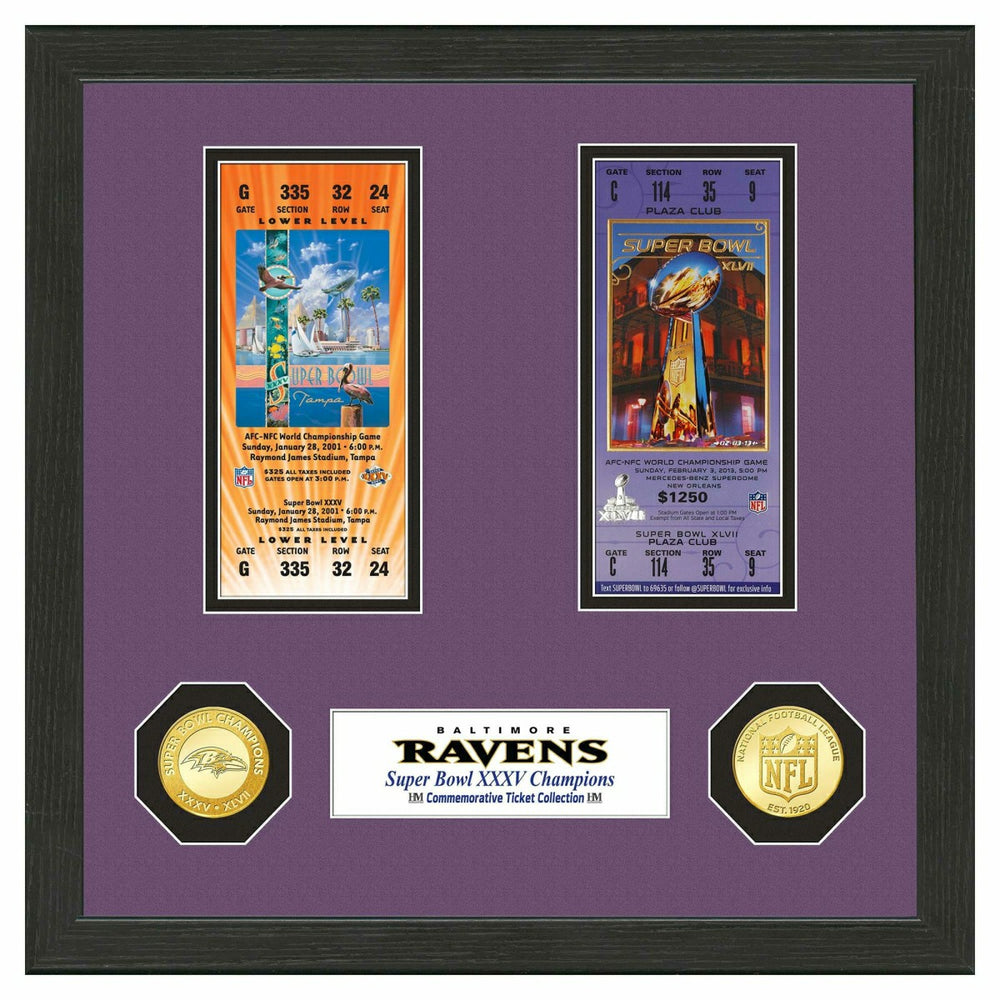 Baltimore Ravens Super Bowl Tickets Bronze Coins Framed NFL Photo Taass for sale