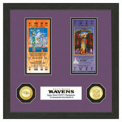 Baltimore Ravens Super Bowl Tickets Bronze Coins Framed NFL Photo Taass for sale