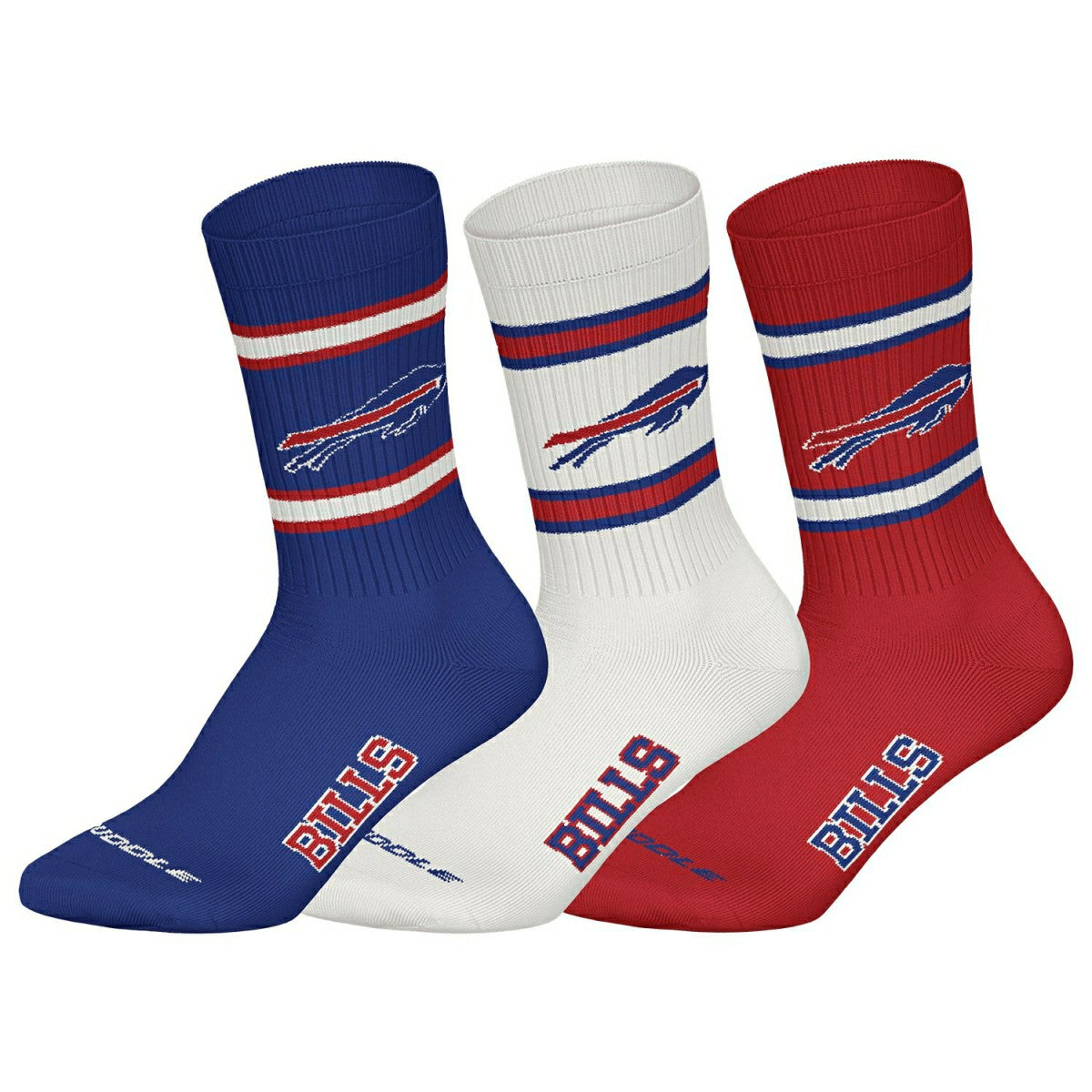 Buffalo Bills Team Set NFL Crew Socks (3-Pack) Taass US
