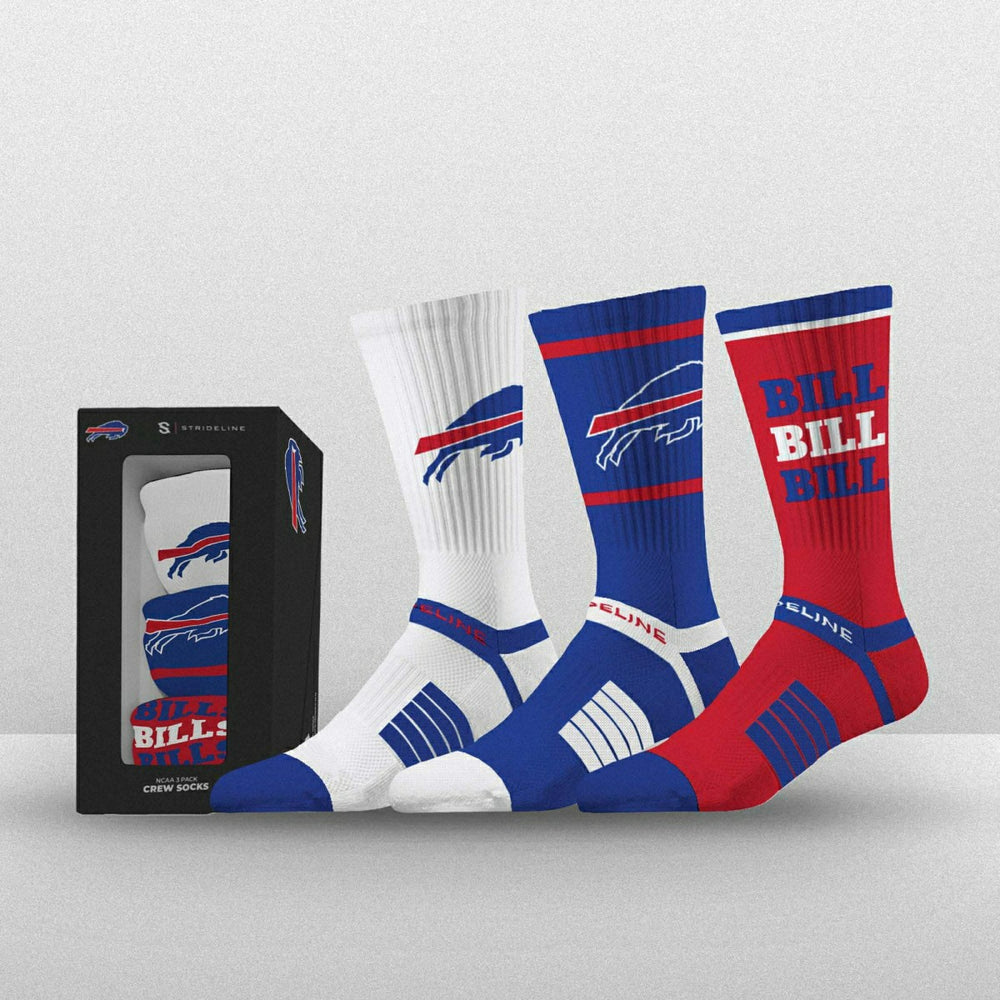 Buffalo Bills Strideline Premium NFL Crew Socks 3-Pack Box Taass for sale