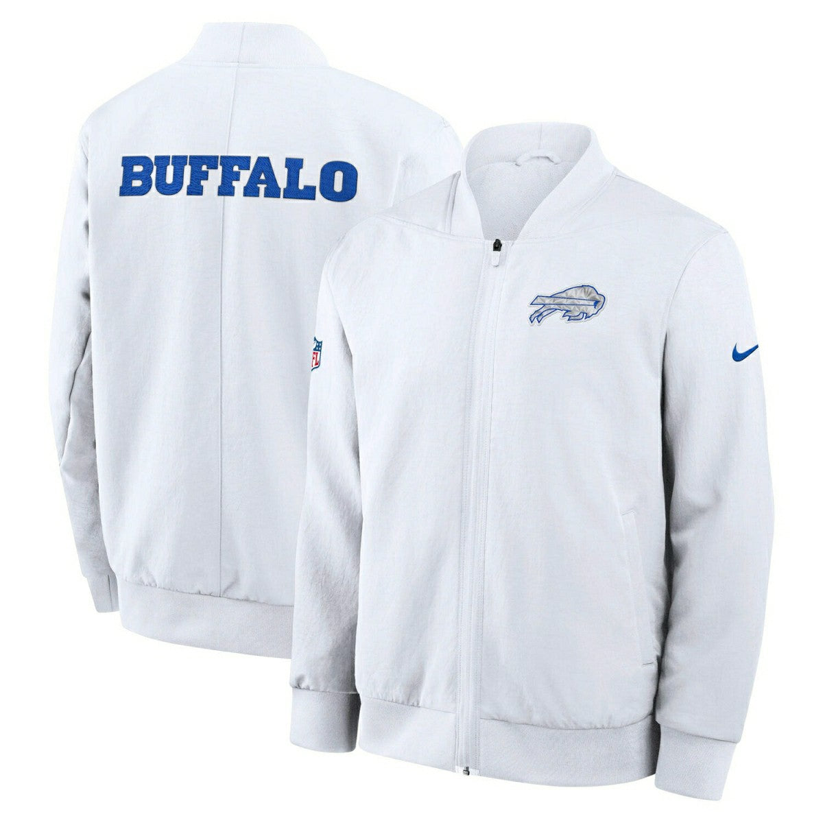 Buffalo Bills 2025 Rivalries Sideline Bomber Jacke White Lifestyle