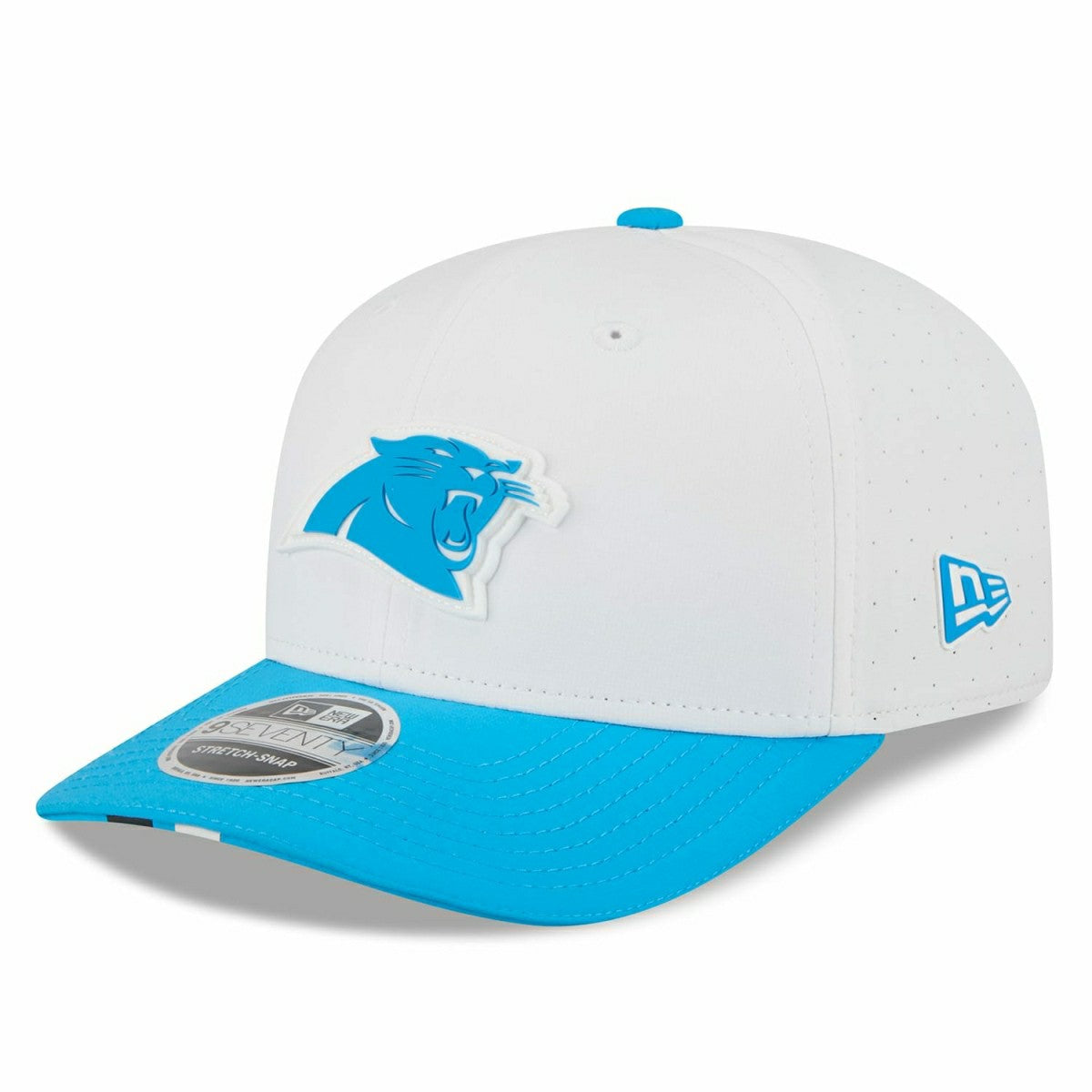 Carolina Panthers 2025 NFL Training Camp New Era  9SEVENTY Stretch-Snap Cap OTC White Lifestyle