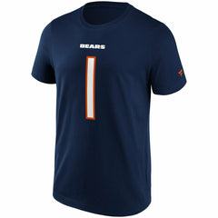 Justin Fields #1 Chicago Bears Iconic Player NFL T-Shirt Navy Classic