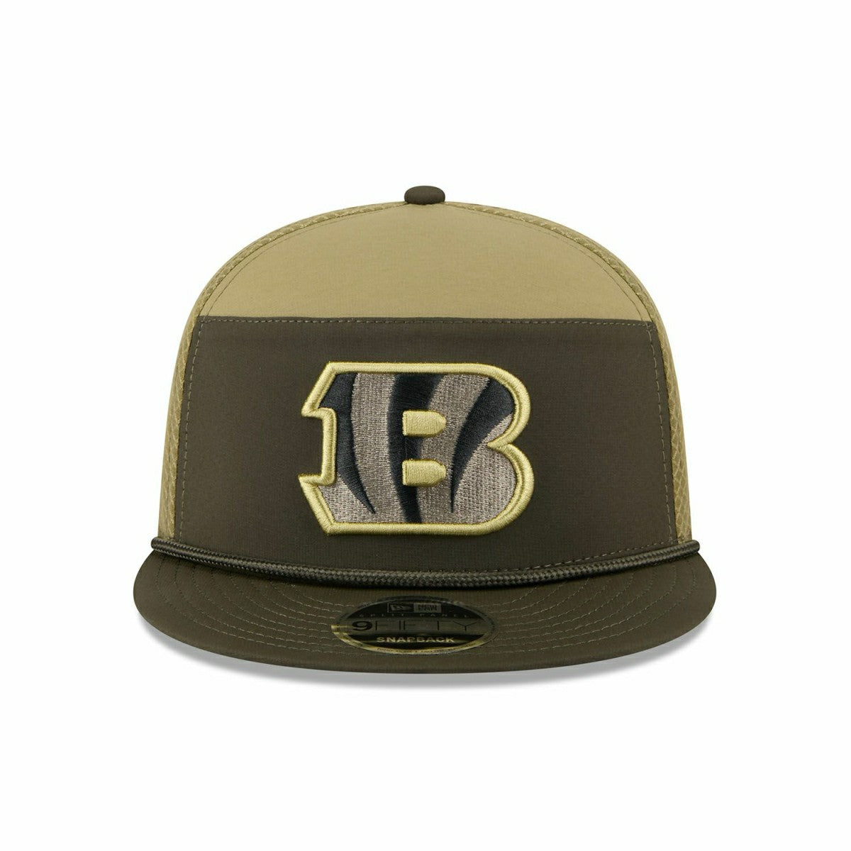 Cincinnati Bengals 2025 NFL Salute to Service 9FIFTY Split Panel Trucker Snapback Cap Olive Taass for sale