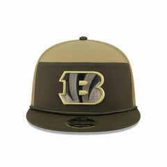 Cincinnati Bengals 2025 NFL Salute to Service 9FIFTY Split Panel Trucker Snapback Cap Olive Taass for sale