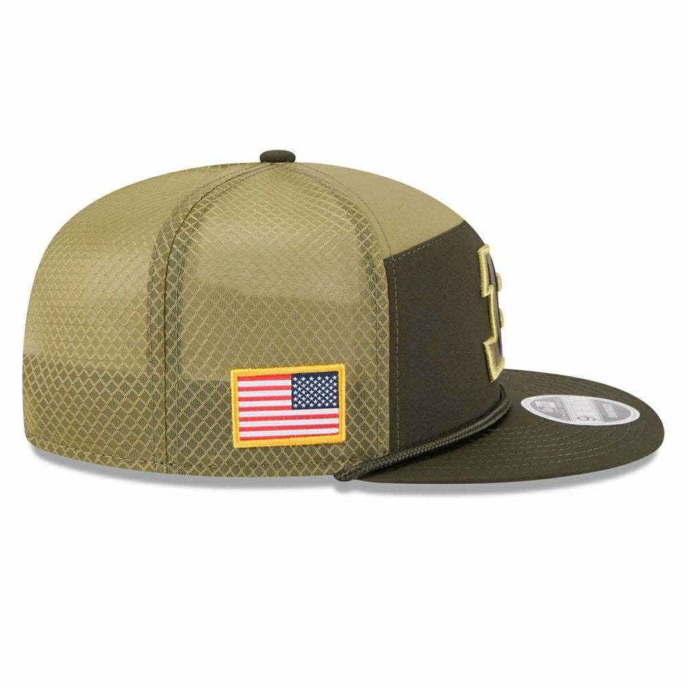 Cincinnati Bengals 2025 NFL Salute to Service 9FIFTY Split Panel Trucker Snapback Cap Olive Taass for sale