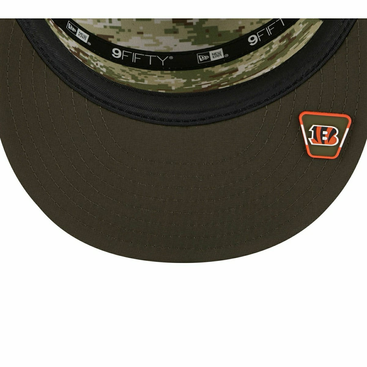 Cincinnati Bengals 2025 NFL Salute to Service 9FIFTY Split Panel Trucker Snapback Cap Olive Taass for sale