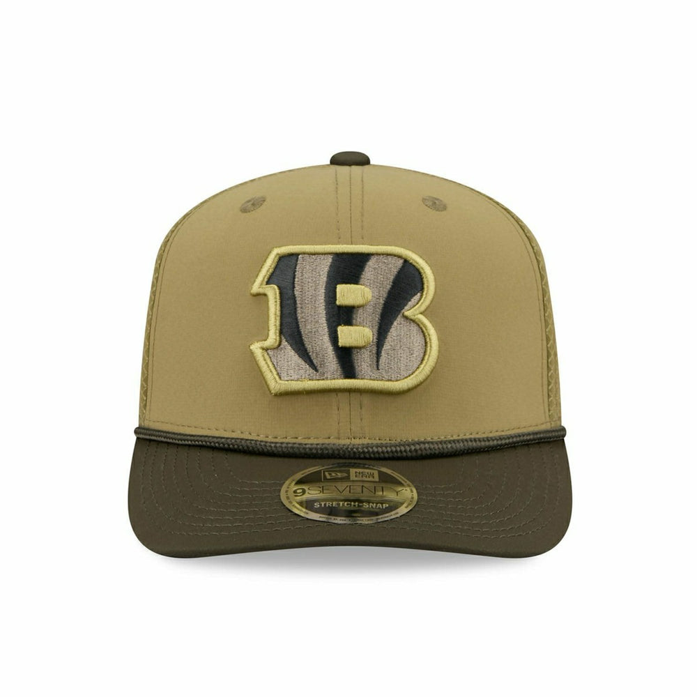 Cincinnati Bengals 2025 NFL Salute to Service 9SEVENTY Trucker Snapback Cap Olive Taass US