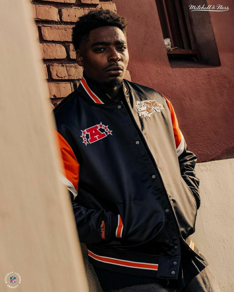 Cincinnati Bengals Mitchell & Ness Heavyweight Satin NFL Jacket Taass for sale