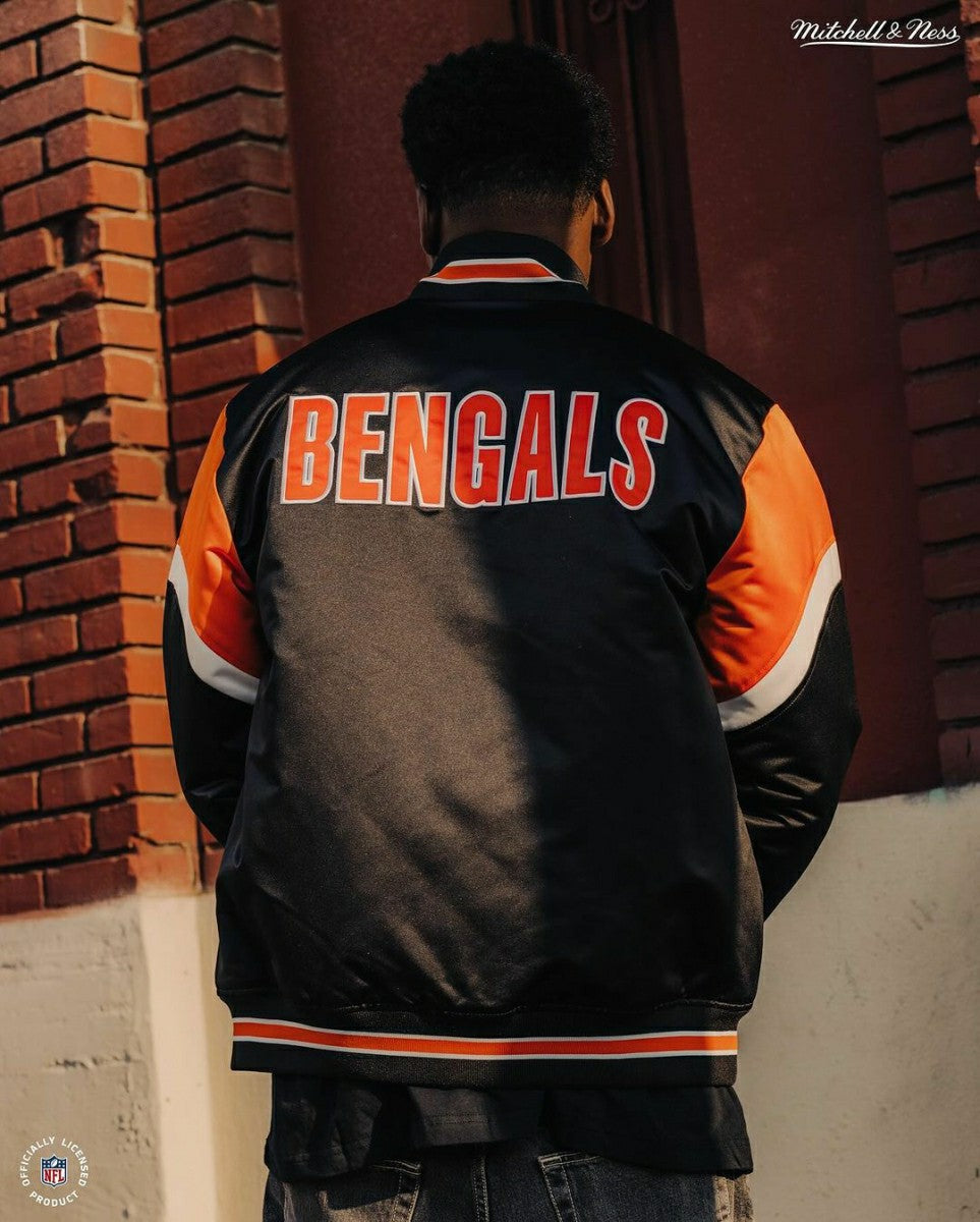 Cincinnati Bengals Mitchell & Ness Heavyweight Satin NFL Jacket Taass for sale