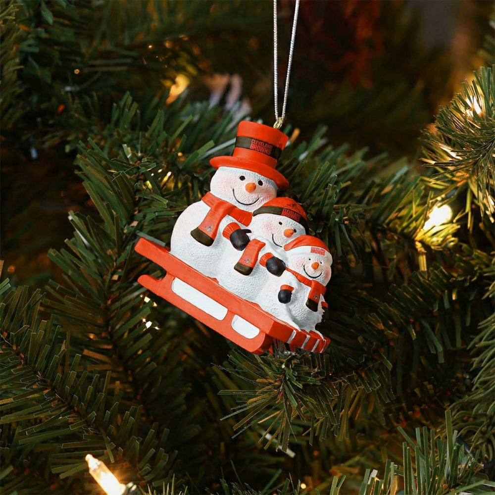 Cleveland Browns NFL Sledding Snowmen Christmas Ornament Taass for sale