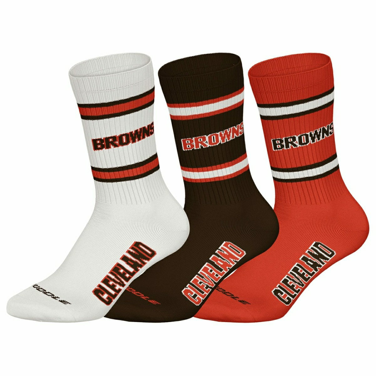 Cleveland Browns Team Set NFL Crew Socks (3-Pack) Taass sale