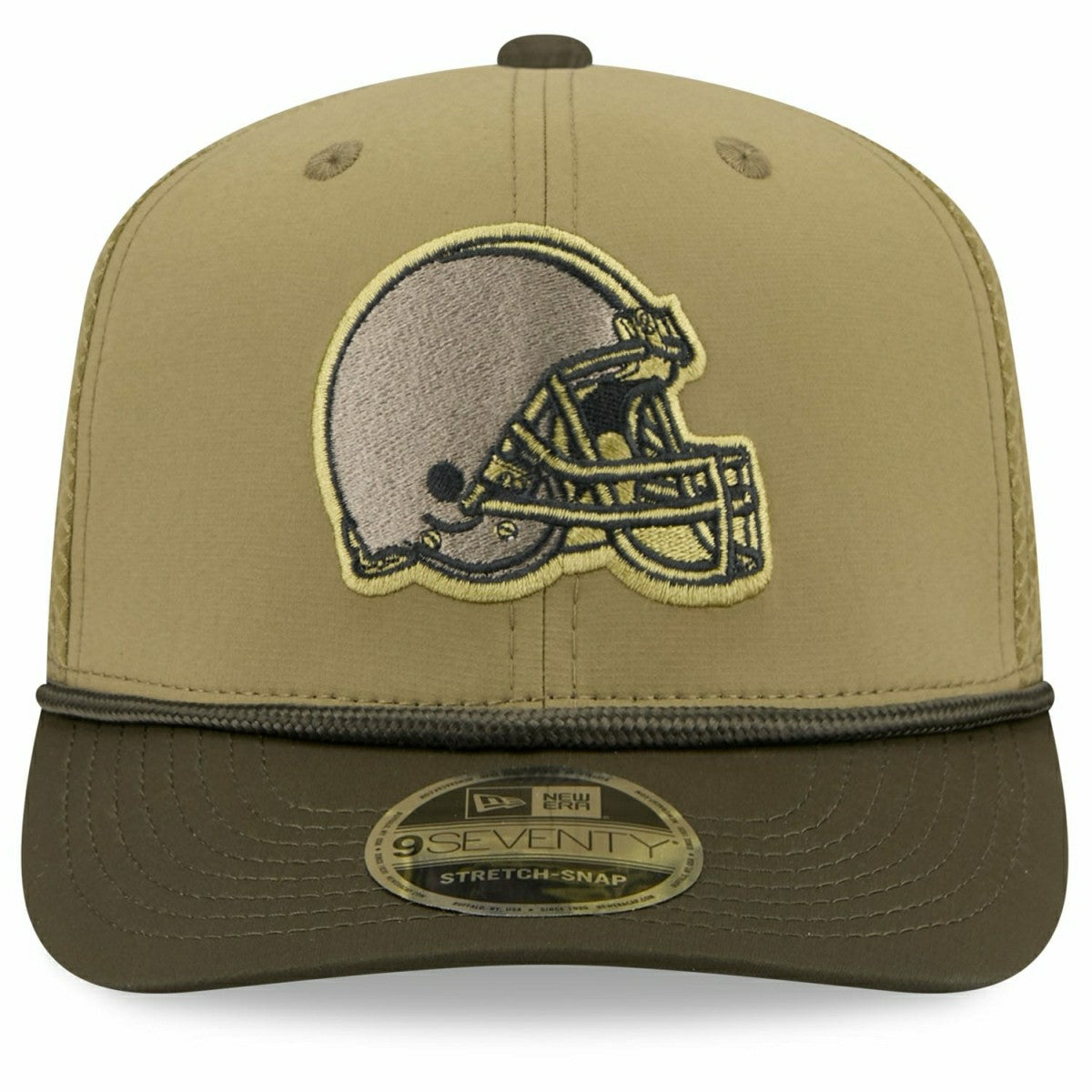 Cleveland Browns 2025 NFL Salute to Service 9SEVENTY Trucker Snapback Cap Olive Taass for sale