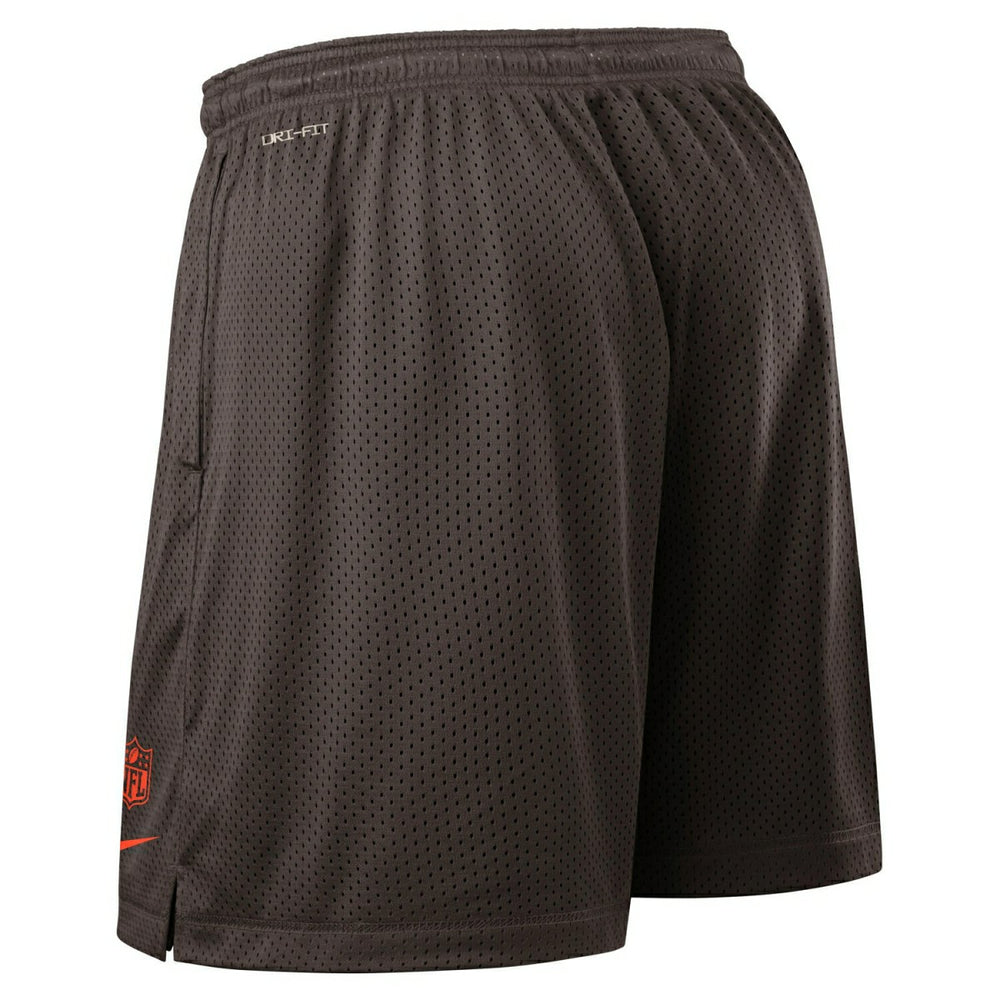 Cleveland Browns 2025 NFL Sideline Reversible Mesh Nike Dri-FIT Shorts Brown Taass sale