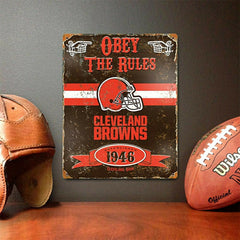 Cleveland Browns Obey The Rules Embossed NFL Metal Sign Fashion