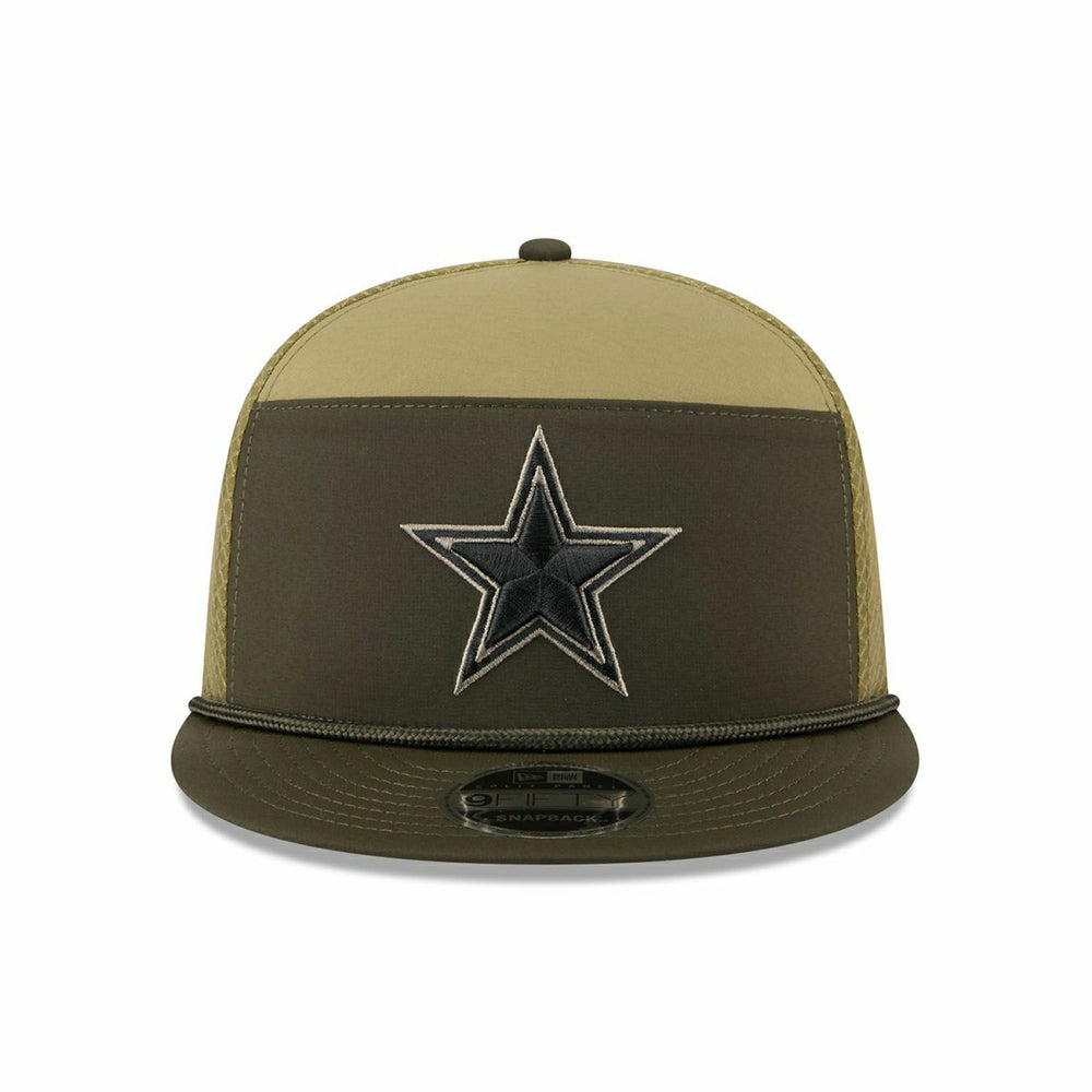 Dallas Cowboys 2025 NFL Salute to Service 9FIFTY Split Panel Trucker Snapback Cap Olive Taass for sale