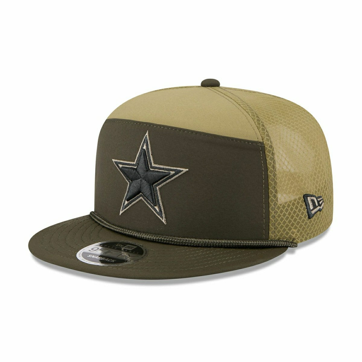 Dallas Cowboys 2025 NFL Salute to Service 9FIFTY Split Panel Trucker Snapback Cap Olive Taass for sale