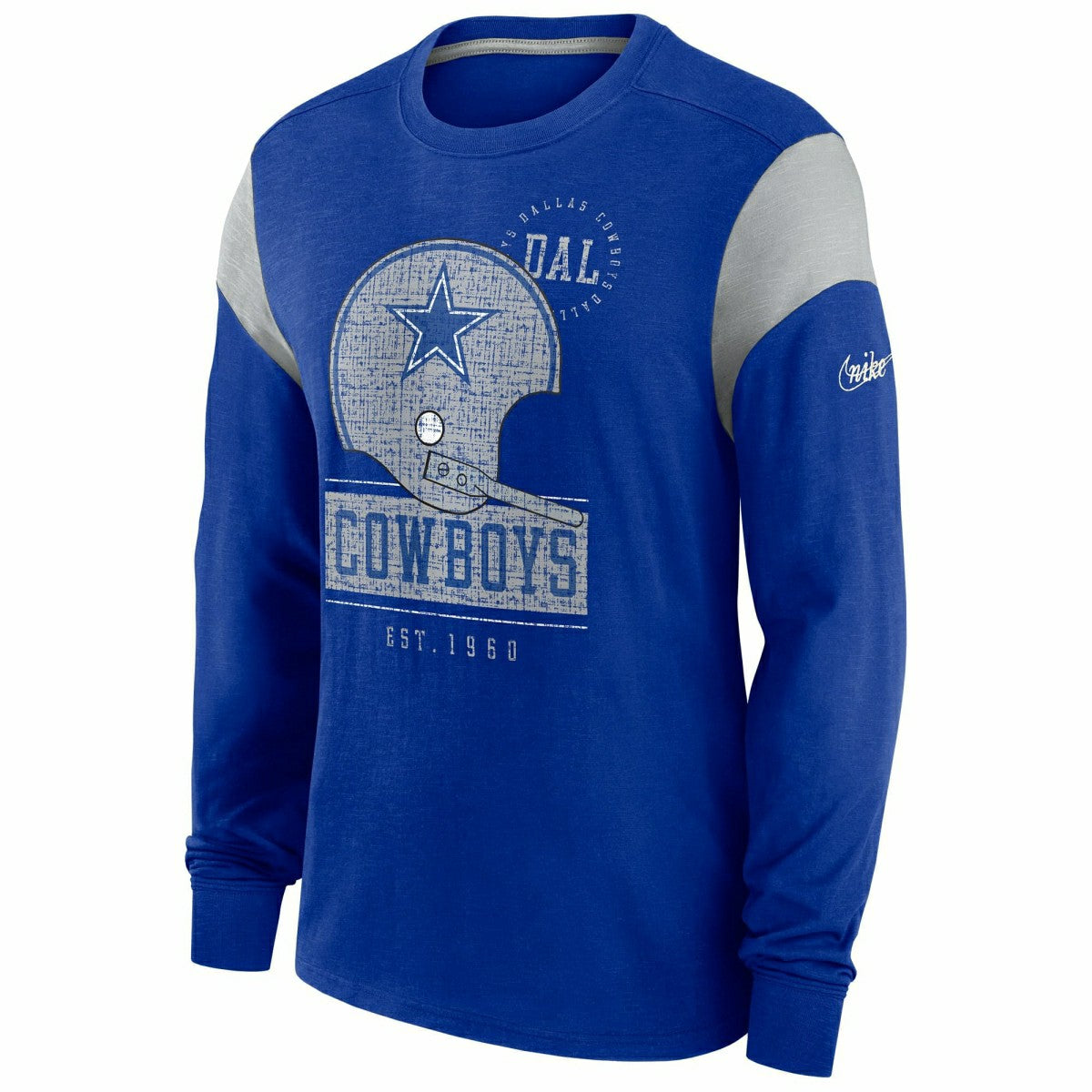 Dallas Cowboys NFL Historic Nike Slub Long Sleeve Shirt Blue Taass for sale