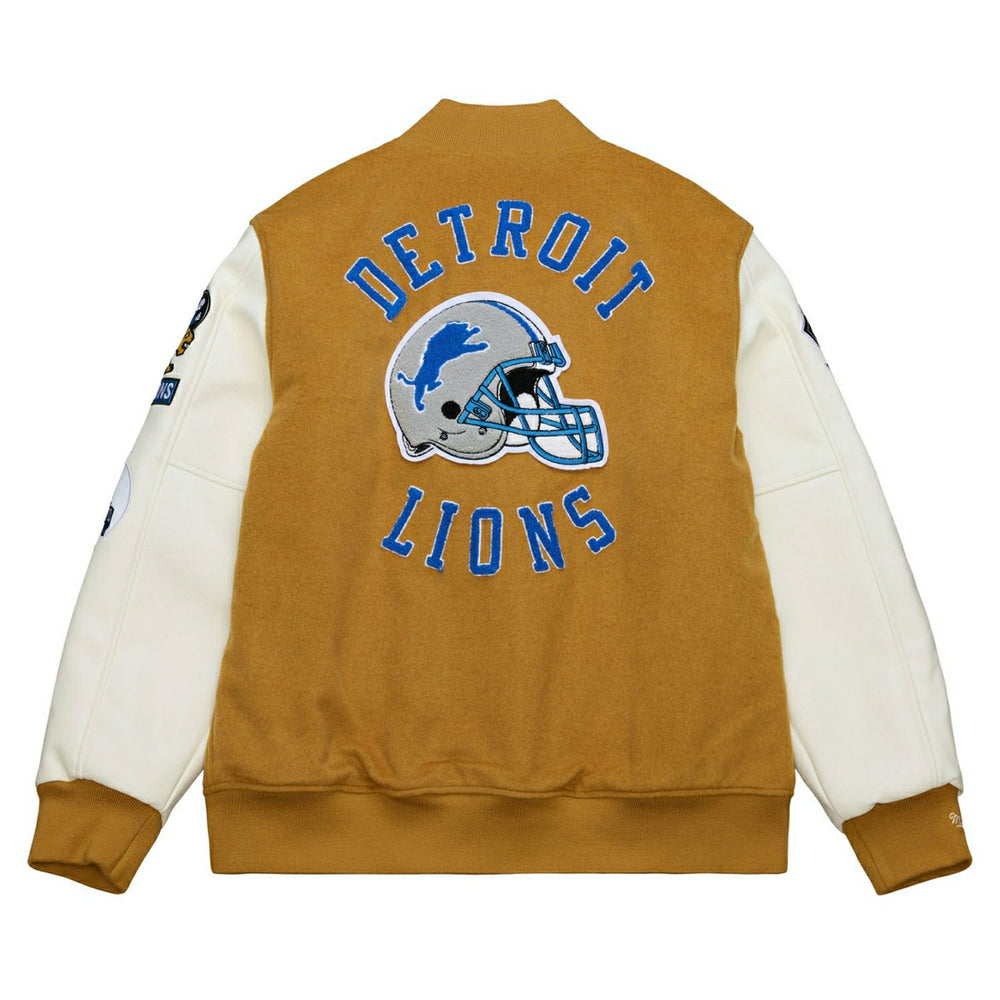Detroit Lions Dusted Varsity NFL Jacket Brown/Cream Taass US