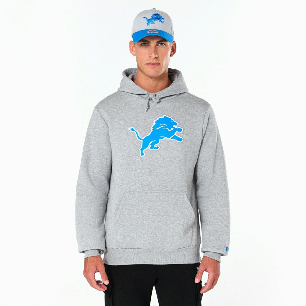 Detroit Lions Logo Hoodie New Era NFL Sweatshirt Grey Fashion