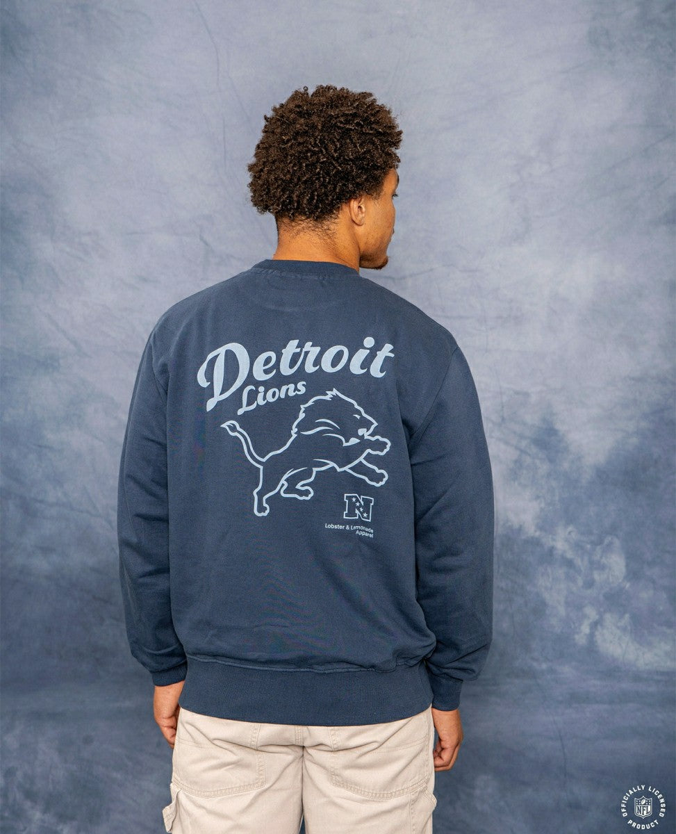 Detroit Lions L&L '96 Classics NFL Crew Sweater Navy Taass sale