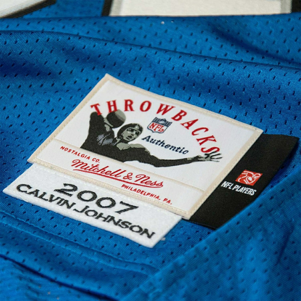 Calvin Johnson #81 Detroit Lions 2007 Authentic Throwback NFL Jersey Blue Taass for sale