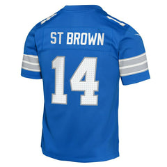 Amon-Ra St. Brown #14 Detroit Lions Game NFL Jersey Blue (YOUTH) Classic