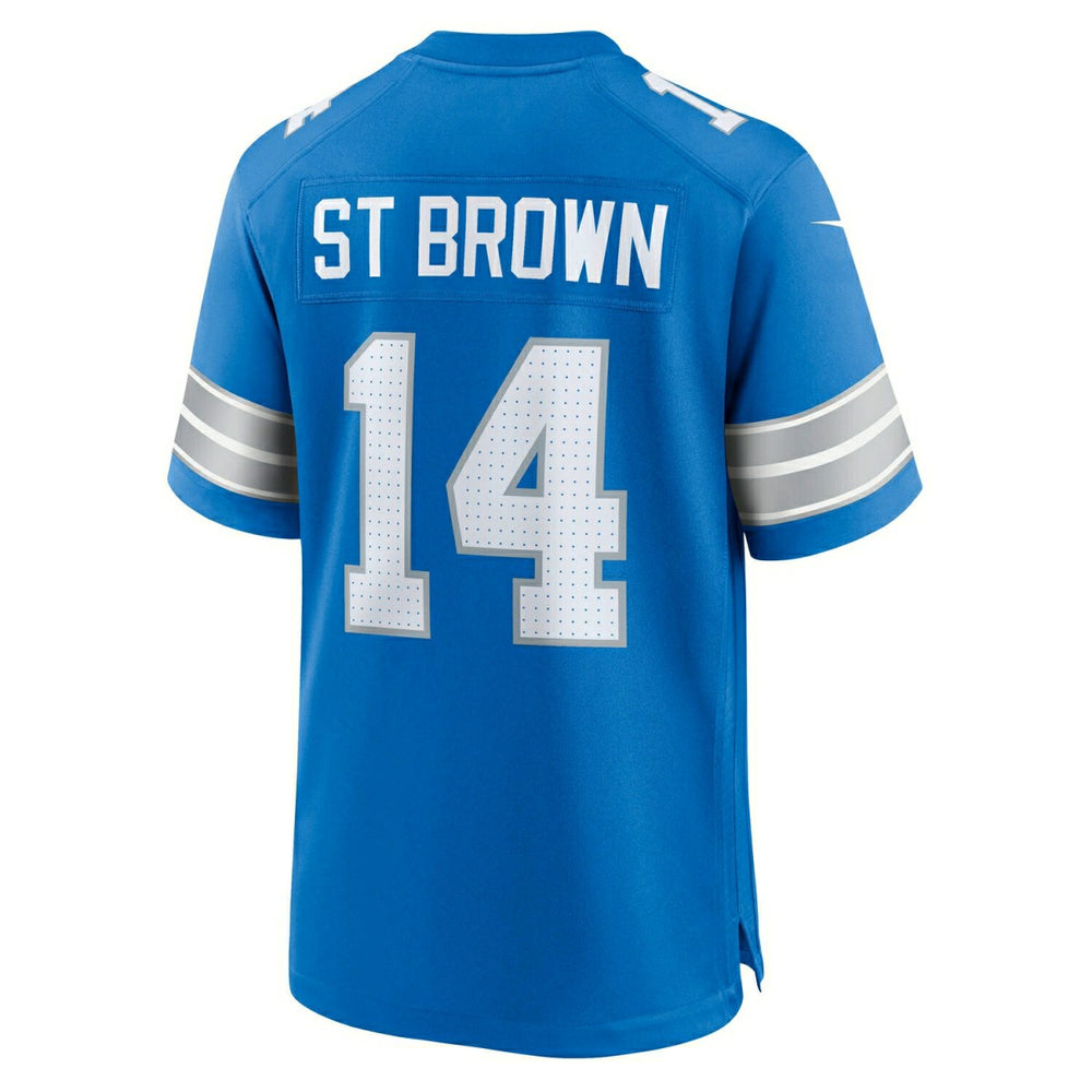 Amon-Ra St. Brown #14 Detroit Lions Nike Game NFL Jersey Blue Taass sale