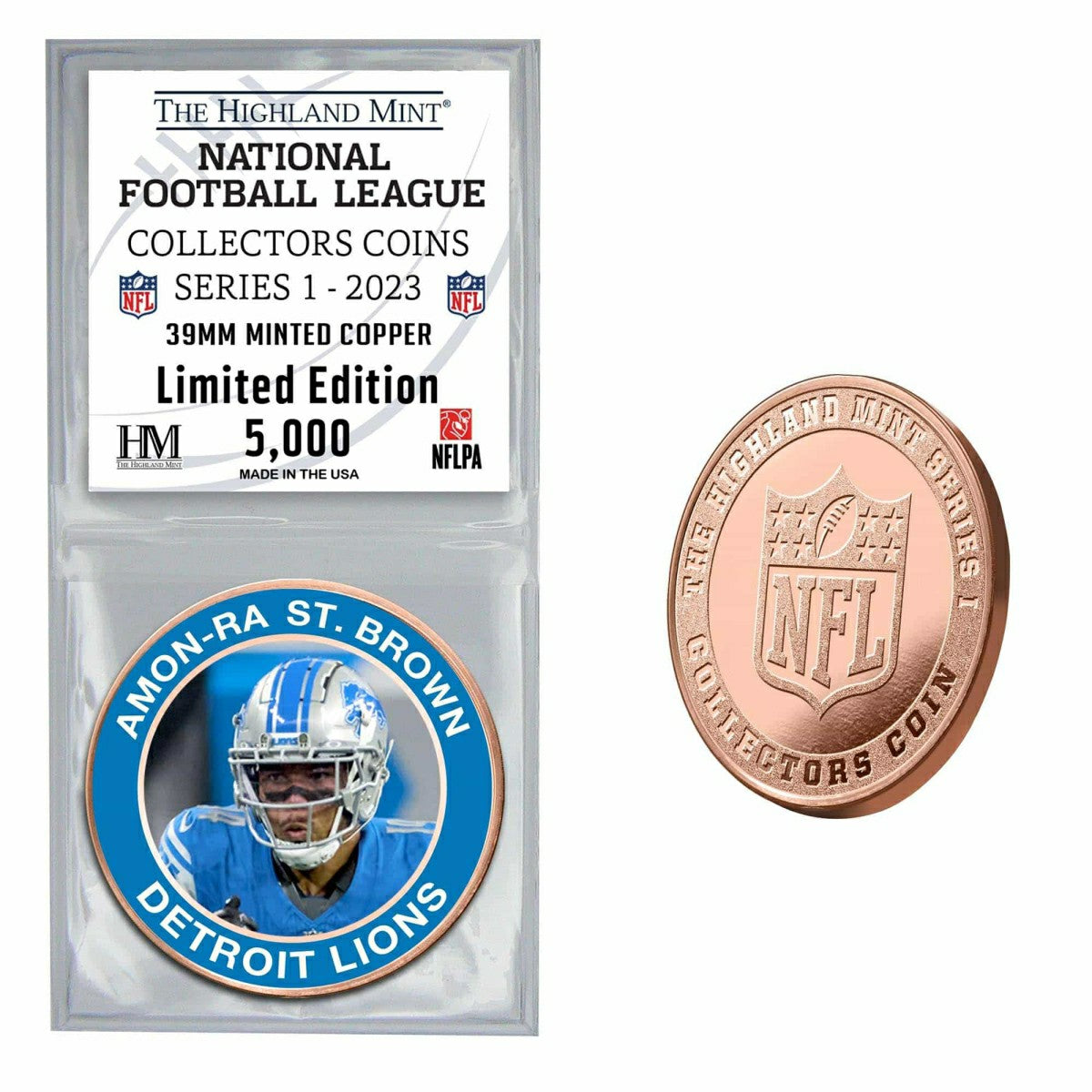 NFL Collectors Coins Series 1 Amon-Ra St. Brown Detroit Lions Commemorative Coin Taass for sale