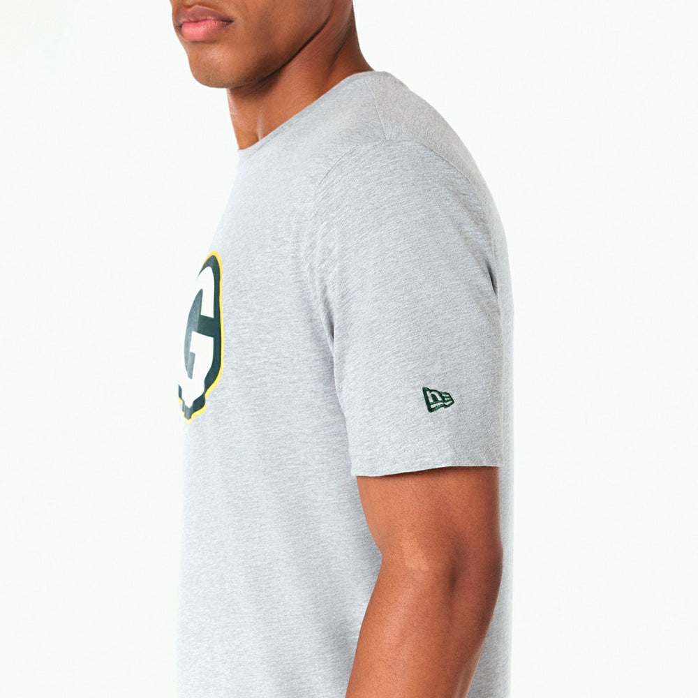 Green Bay Packers Team Logo New Era NFL T-Shirt Grey Lifestyle