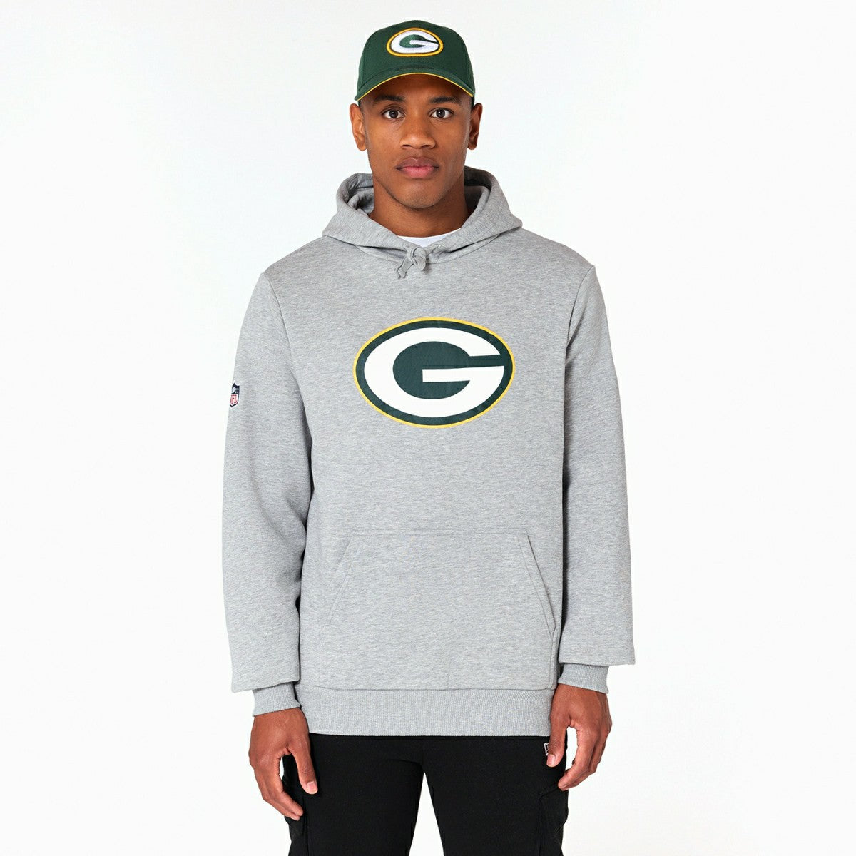 Green Bay Packers Logo Hoodie New Era NFL Sweatshirt Grey Taass sale