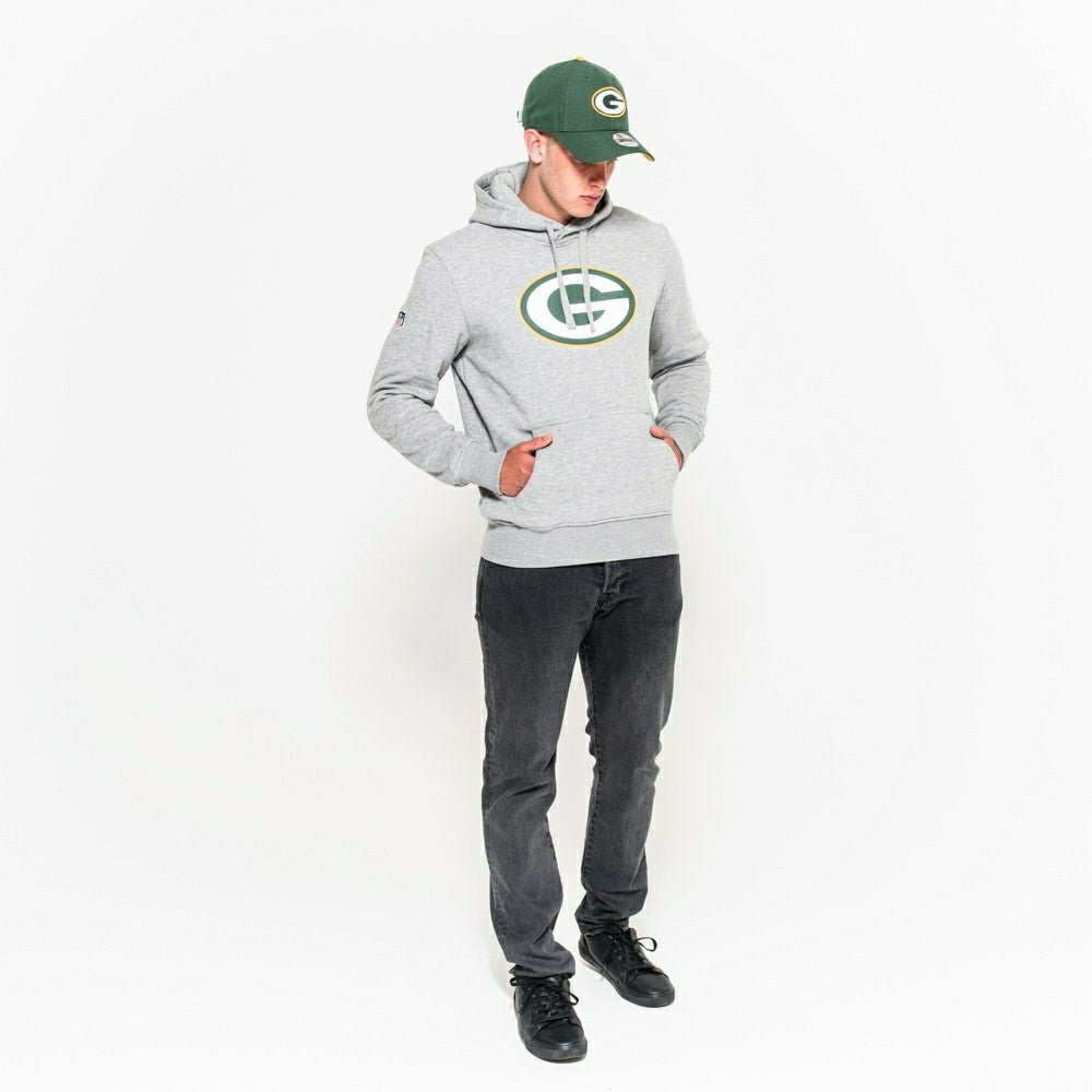 Green Bay Packers Logo Hoodie New Era NFL Sweatshirt Grey Taass sale