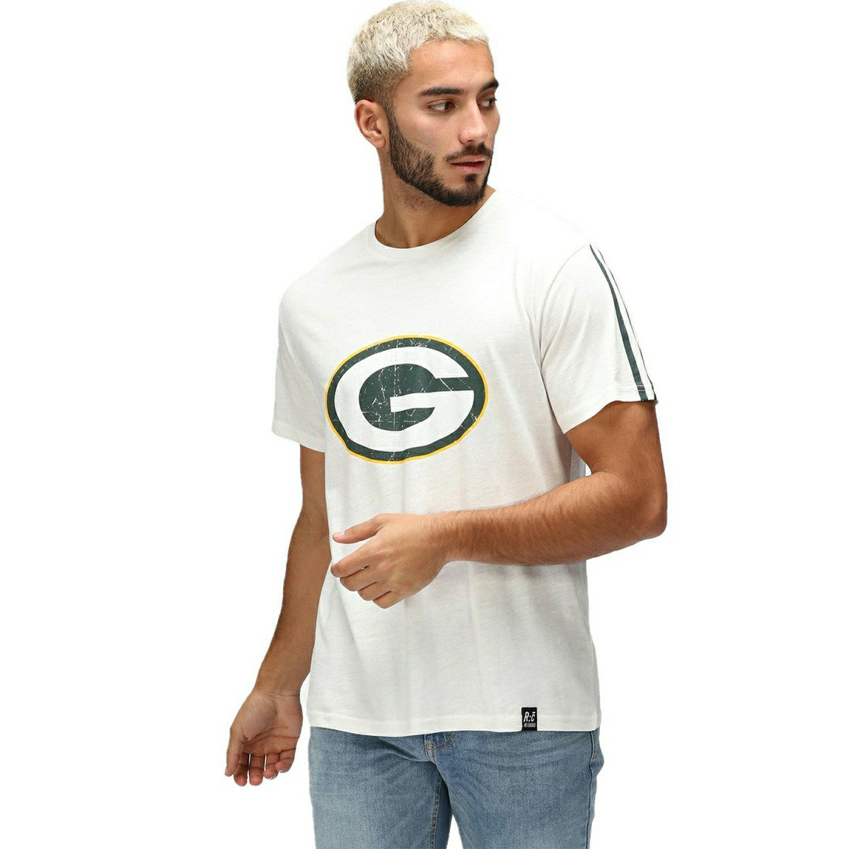 Green Bay Packers Recovered Ecru Slub NFL T-Shirt Cream Fashion