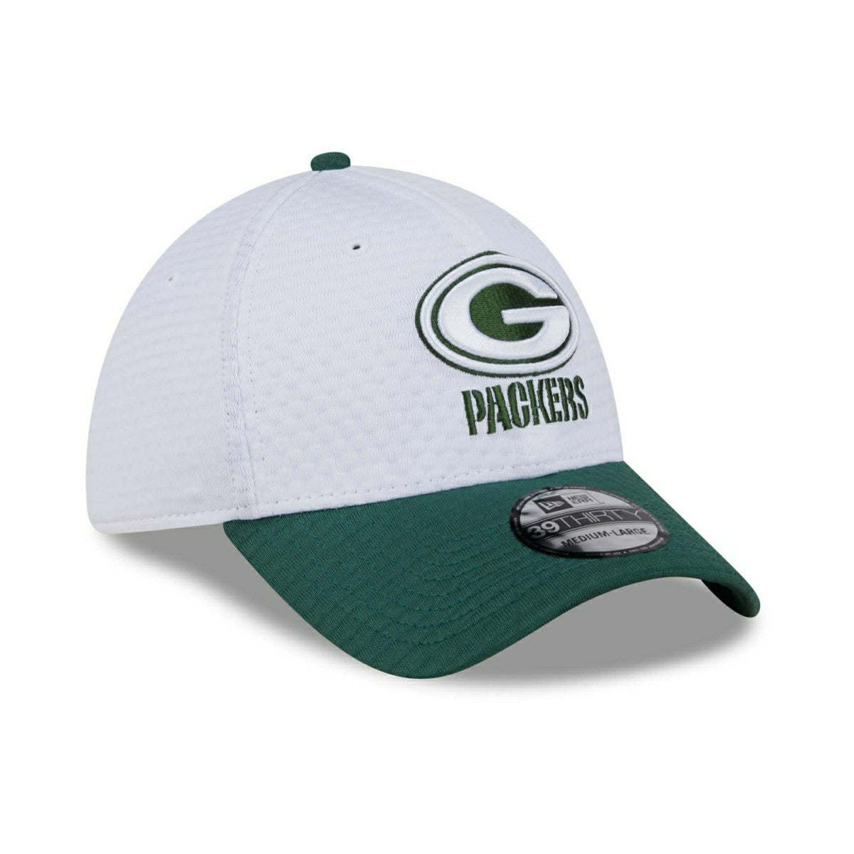Green Bay Packers 2024 NFL Training Camp New Era 39THIRTY Flex Cap White Classic