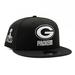 Green Bay Packers Super Bowl XLV New Era 9FIFTY Snapback NFL Cap Black Taass sale