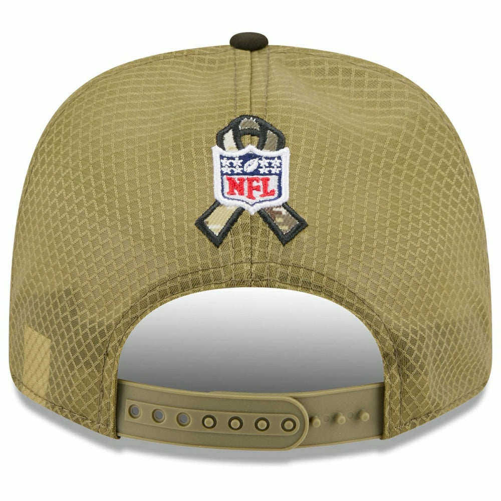 Jacksonville Jaguars 2025 NFL Salute to Service 9SEVENTY Trucker Snapback Cap Olive Lifestyle