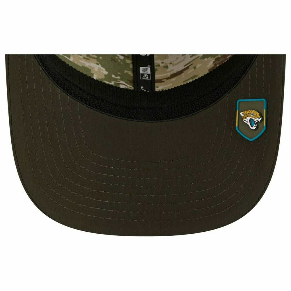 Jacksonville Jaguars 2025 NFL Salute to Service 9SEVENTY Trucker Snapback Cap Olive Lifestyle