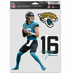 Trevor Lawrence #16 Jacksonville Jaguars Player NFL Decals Set (3 Pcs.) Taass sale