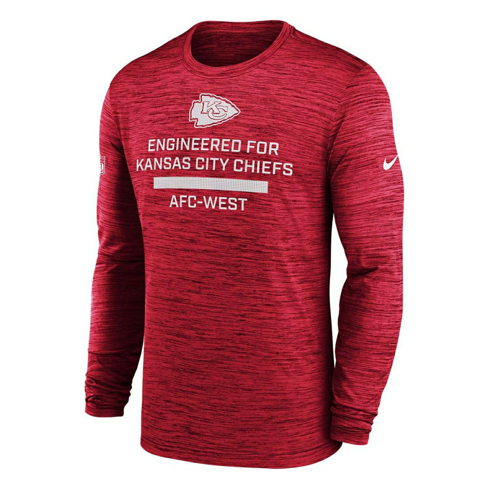 Kansas City Chiefs 2025 NFL Sideline Nike Velocity Performance Long Sleeve T-Shirt Red Taass for sale