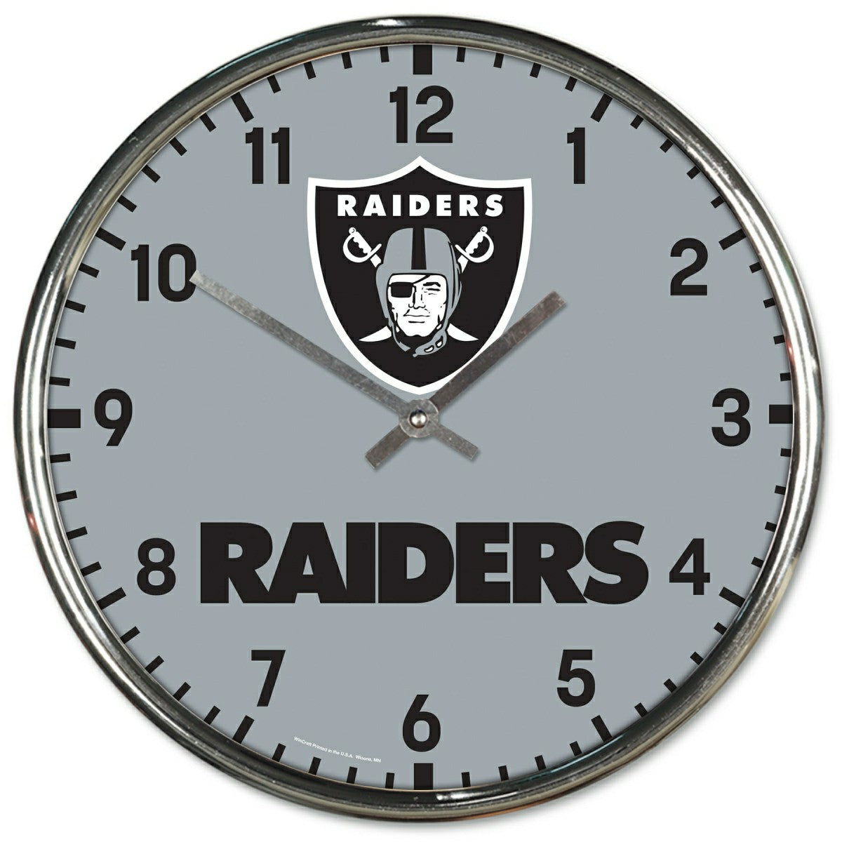 Las Vegas Raiders Chrome NFL Team Design Wall Clock Lifestyle