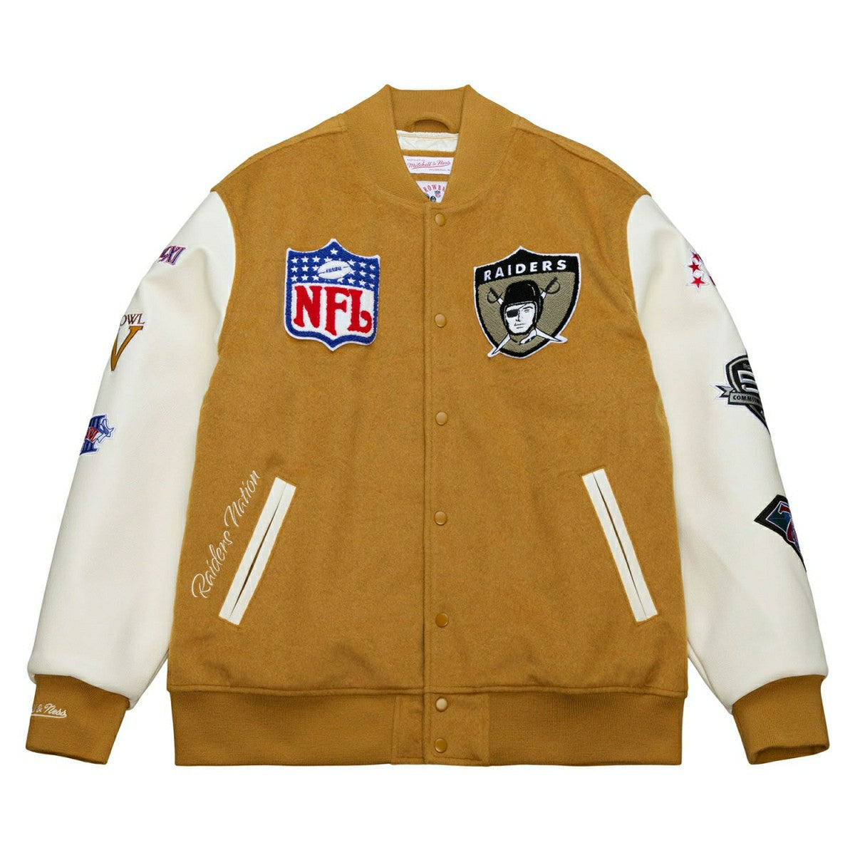 Oakland Raiders Dusted Varsity NFL Jacket Brown/Cream Lifestyle