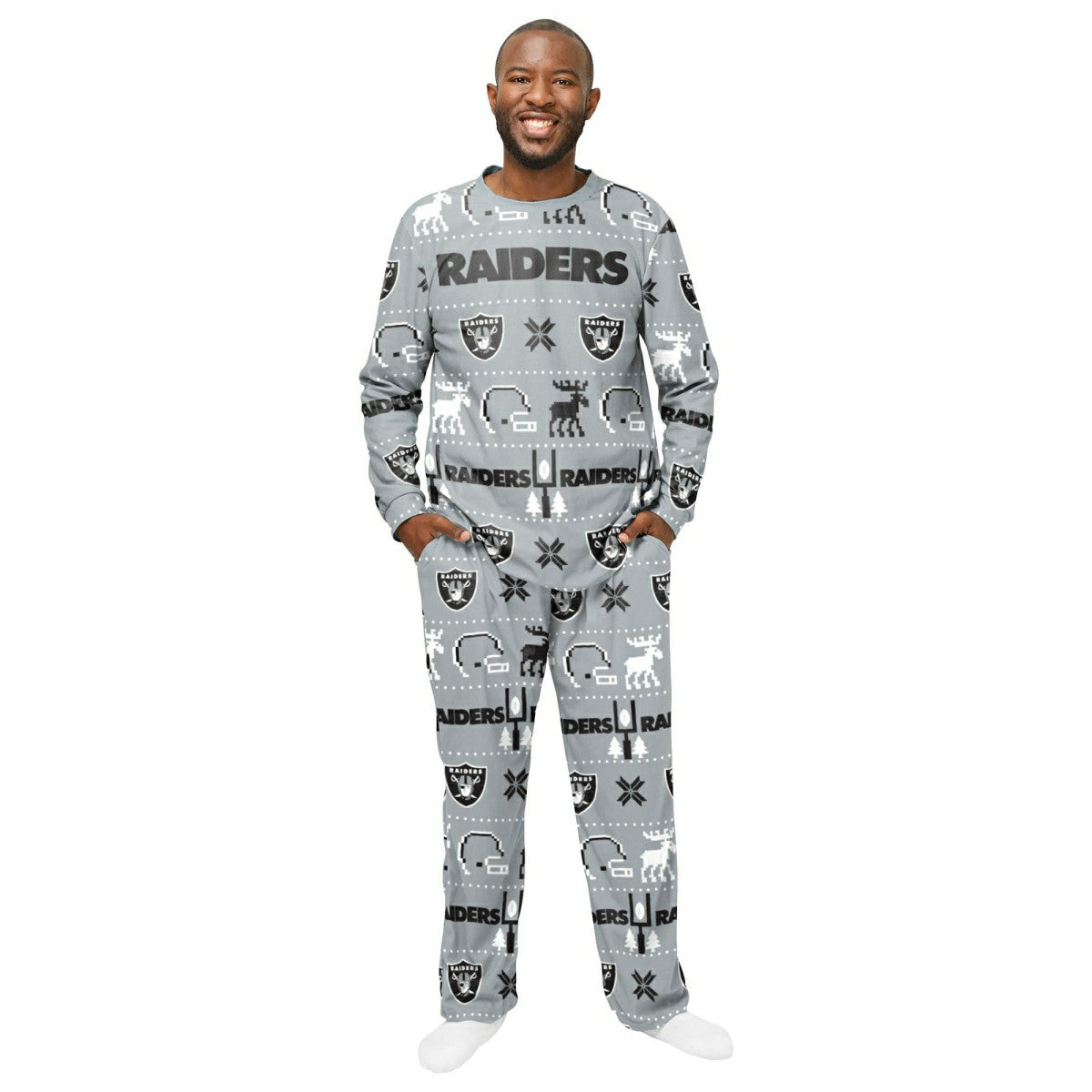 Las Vegas Raiders NFL Holiday Pajamas Set (2-Piece) Classic